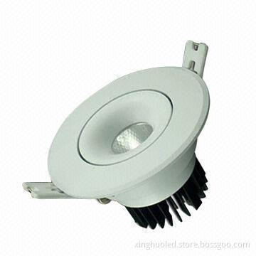 White housing LED COB downlight, 5W Sharp COB LEDs, 100 to 110lm/W, new design w/ forging heat shell